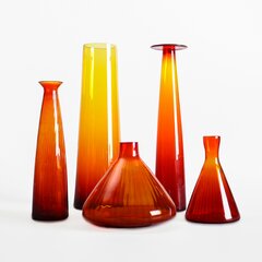 Kolekce červenožlutých skleněných váz (5 ks)